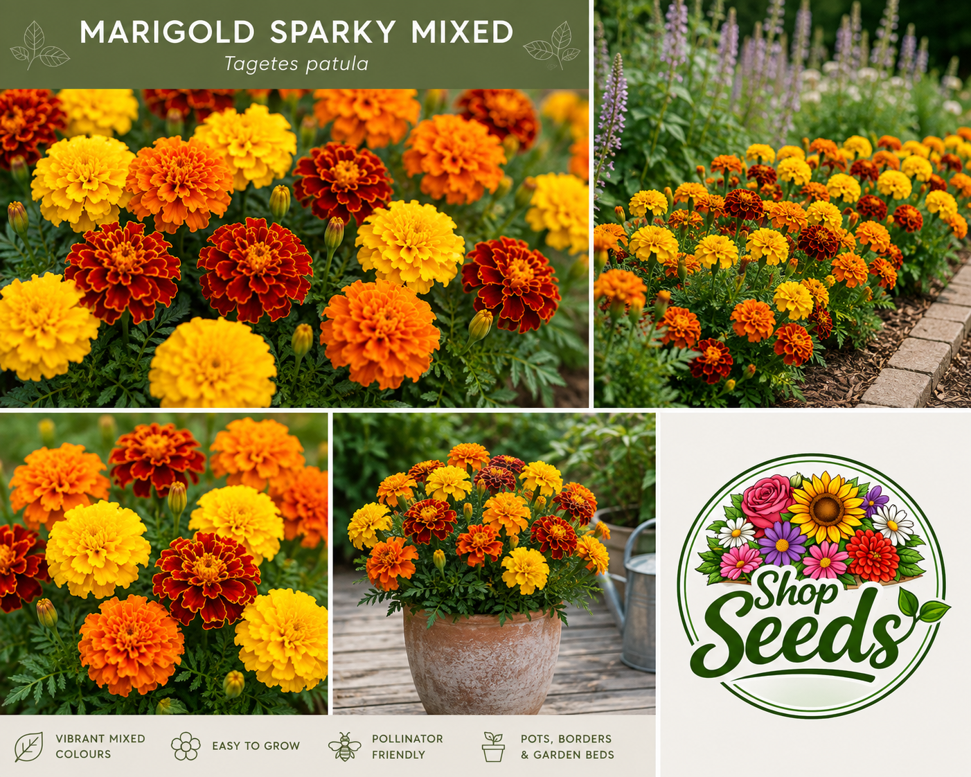 Marigold Sparky Mixed Seeds – Tagetes patula