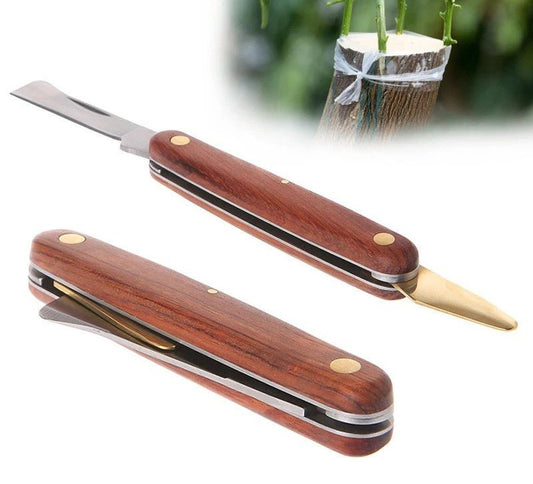Grafting Knife - 2 Blade Stainless Steal Wooden Handle - SHOP SEEDS