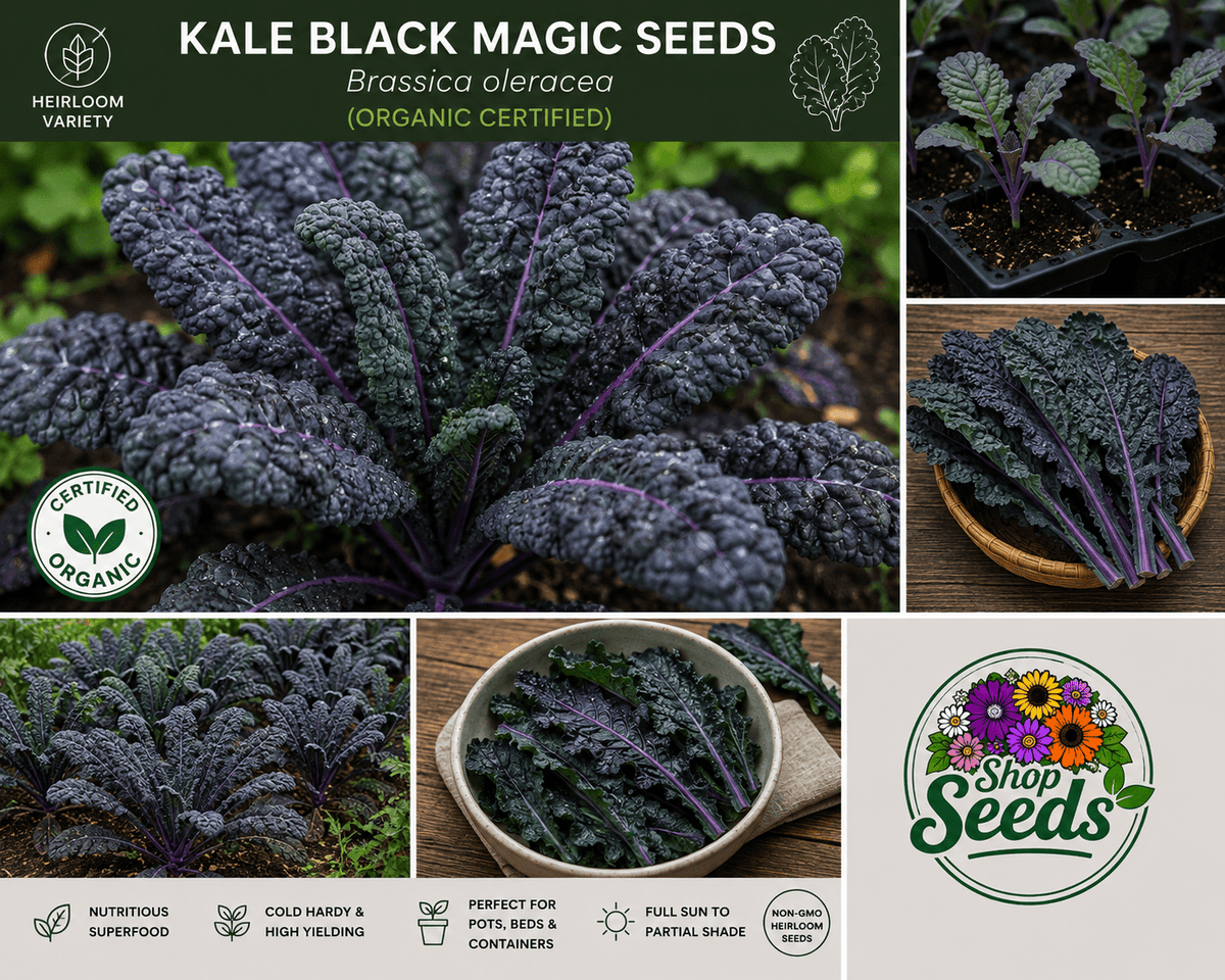 Kale Black Magic Seeds – Brassica oleracea (Organic Certified) - SHOP SEEDS